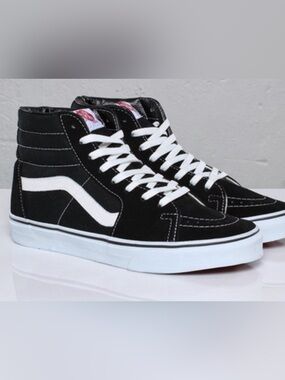 Vans Kids Black and White High-Top Skate Sneakers size 2